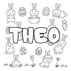 Coloraci&oacute;n del nombre THEO - decorado Pascua