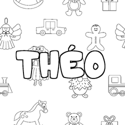 Coloraci&oacute;n del nombre TH&Eacute;O - decorado juguetes