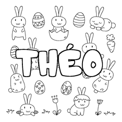 Coloraci&oacute;n del nombre TH&Eacute;O - decorado Pascua