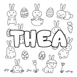 Coloraci&oacute;n del nombre THEA - decorado Pascua