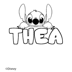 Coloraci&oacute;n del nombre THEA - decorado Stitch