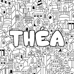 Coloraci&oacute;n del nombre TH&Eacute;A - decorado ciudad