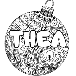 Coloraci&oacute;n del nombre TH&Eacute;A - decorado bola de Navidad