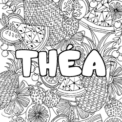 Coloraci&oacute;n del nombre TH&Eacute;A - decorado mandala de frutas