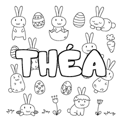 Coloraci&oacute;n del nombre TH&Eacute;A - decorado Pascua