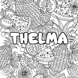 Coloraci&oacute;n del nombre THELMA - decorado mandala de frutas
