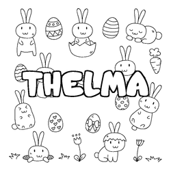 Coloraci&oacute;n del nombre THELMA - decorado Pascua