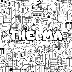 Coloraci&oacute;n del nombre THELMA - decorado ciudad