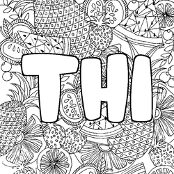 Coloraci&oacute;n del nombre THI - decorado mandala de frutas