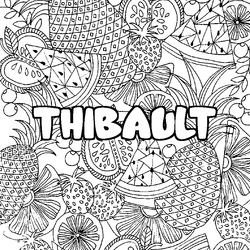 Coloraci&oacute;n del nombre THIBAULT - decorado mandala de frutas