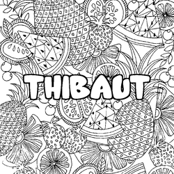 Coloraci&oacute;n del nombre THIBAUT - decorado mandala de frutas
