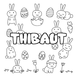 Coloraci&oacute;n del nombre THIBAUT - decorado Pascua
