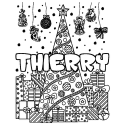 Coloraci&oacute;n del nombre THIERRY - decorado &aacute;rbol de Navidad y regalos