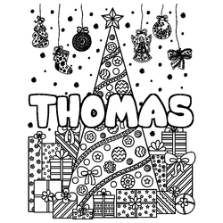 Coloraci&oacute;n del nombre THOMAS - decorado &aacute;rbol de Navidad y regalos