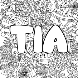 Coloraci&oacute;n del nombre TIA - decorado mandala de frutas