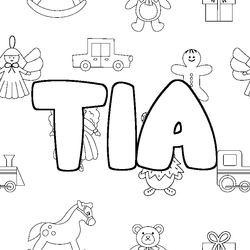 Coloraci&oacute;n del nombre TIA - decorado juguetes