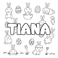 Coloraci&oacute;n del nombre TIANA - decorado Pascua