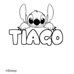 Coloraci&oacute;n del nombre TIAGO - decorado Stitch