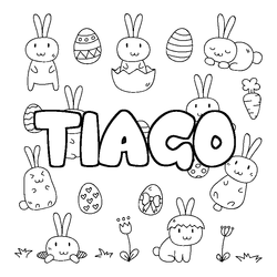 Coloraci&oacute;n del nombre TIAGO - decorado Pascua