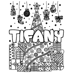Coloraci&oacute;n del nombre TIFANY - decorado &aacute;rbol de Navidad y regalos