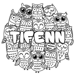 Coloraci&oacute;n del nombre TIFENN - decorado b&uacute;hos