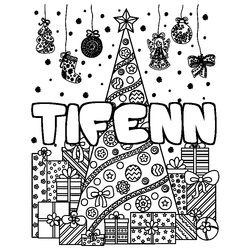 Coloraci&oacute;n del nombre TIFENN - decorado &aacute;rbol de Navidad y regalos