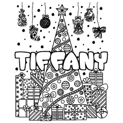 Coloraci&oacute;n del nombre TIFFANY - decorado &aacute;rbol de Navidad y regalos