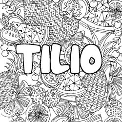 Coloraci&oacute;n del nombre TILIO - decorado mandala de frutas
