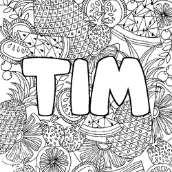 Coloraci&oacute;n del nombre TIM - decorado mandala de frutas