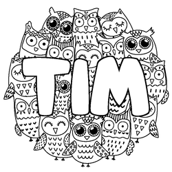 Coloraci&oacute;n del nombre TIM - decorado b&uacute;hos