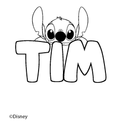 Coloraci&oacute;n del nombre TIM - decorado Stitch