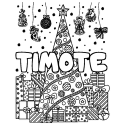 Coloraci&oacute;n del nombre TIMOTE - decorado &aacute;rbol de Navidad y regalos