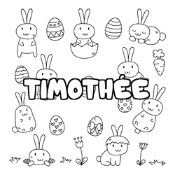 Coloraci&oacute;n del nombre TIMOTH&Eacute;E - decorado Pascua