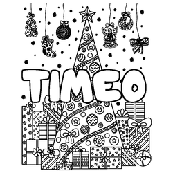 Coloraci&oacute;n del nombre TIMEO - decorado &aacute;rbol de Navidad y regalos