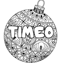 Coloraci&oacute;n del nombre TIM&Eacute;O - decorado bola de Navidad
