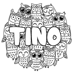 Coloraci&oacute;n del nombre TINO - decorado b&uacute;hos