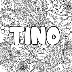 Coloraci&oacute;n del nombre TINO - decorado mandala de frutas