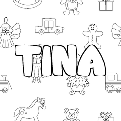 Coloraci&oacute;n del nombre TINA - decorado juguetes