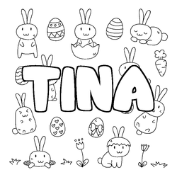 Coloraci&oacute;n del nombre TINA - decorado Pascua