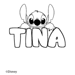 Coloraci&oacute;n del nombre TINA - decorado Stitch