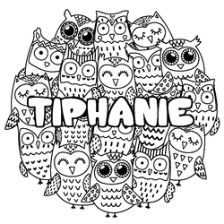 Coloraci&oacute;n del nombre TIPHANIE - decorado b&uacute;hos