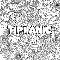 Coloraci&oacute;n del nombre TIPHANIE - decorado mandala de frutas