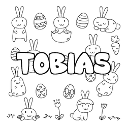 Coloraci&oacute;n del nombre TOBIAS - decorado Pascua