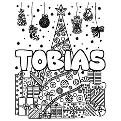 Coloraci&oacute;n del nombre TOBIAS - decorado &aacute;rbol de Navidad y regalos
