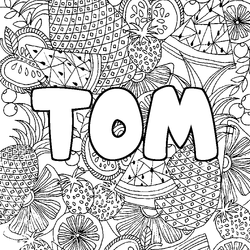 Coloraci&oacute;n del nombre TOM - decorado mandala de frutas