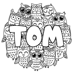 Coloraci&oacute;n del nombre TOM - decorado b&uacute;hos