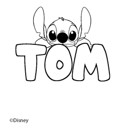 Coloraci&oacute;n del nombre TOM - decorado Stitch