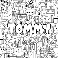 Coloraci&oacute;n del nombre TOMMY - decorado ciudad