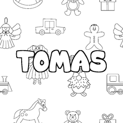 Coloraci&oacute;n del nombre TOMAS - decorado juguetes