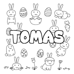Coloraci&oacute;n del nombre TOMAS - decorado Pascua